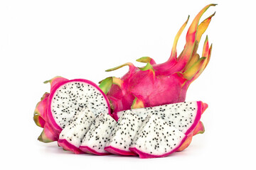 Dragon fruit, pitaya isolated on white background.