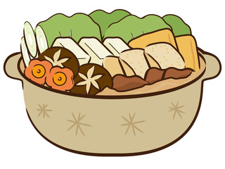 鶏鍋　（鶏・豚肉・しいたけ・花型ニンジン）