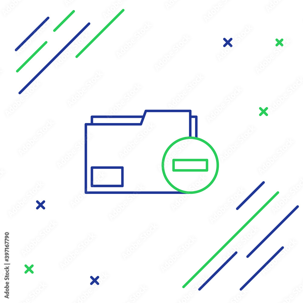 Fototapete line document folder with minus icon isolated on white background. clear document. remove file docum