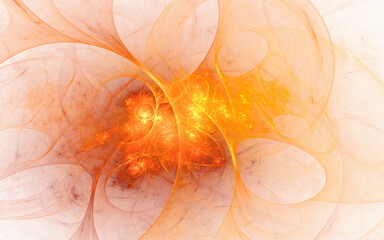 Naklejka premium 3D rendering abstract gold fractal light background