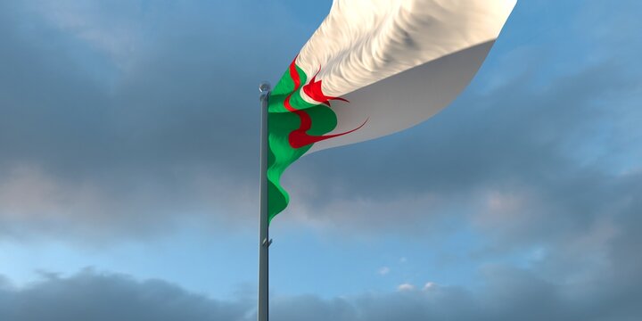 3d rendering of the national flag of the Algeria
