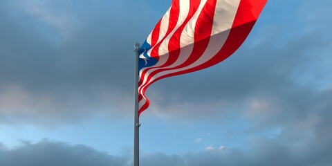 3d rendering of the national flag of the Liberia