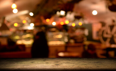 dark brown top of bar and free space for your glass