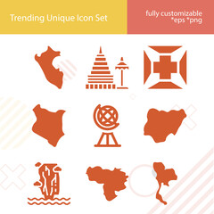 Simple set of capital of related filled icons.