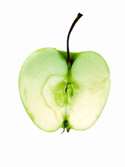 slice of a granny smith apple in white background