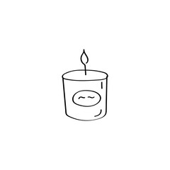 Candle in candlestick icon. Doodle hand drawn vector icon