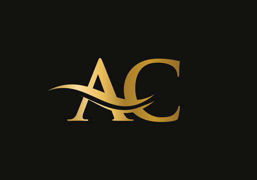 AC logo design. Creative and Minimalist Letter AC Logo Design with water wave concept.