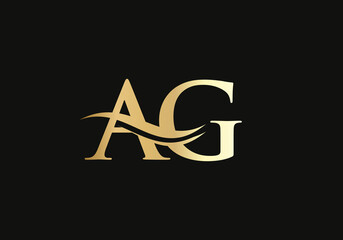 Initial AG logo design. Creative and Minimalist Letter AG Logo Design with water wave concept.