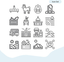 Simple set of village related lineal icons.