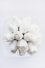 white rose on white. the bride's bouquet