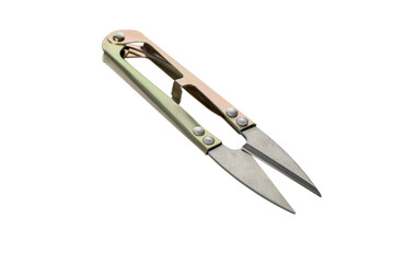 Thread cutter isolated on white background, close up