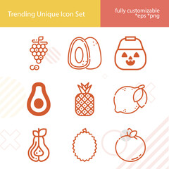 Simple set of berries related lineal icons.