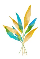 優しいタッチのグレビレアゴールドのイラスト