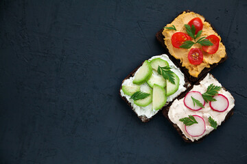 Delicious vegetarian rye bread toasts