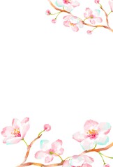 Obraz na płótnie Canvas 優しいタッチの桜のフレーム