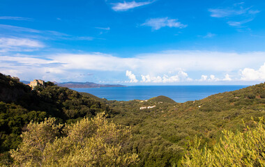 Obraz premium Wonderful view of the Gulf of Porto and the scenic corsican maquis, Corsica France