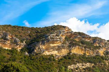 Panoramic view of the peaks of the Corsica Mountains along the GR20 hiking route. Corsica inland
