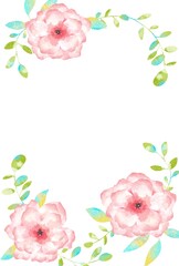 優しいタッチのアネモネとユーカリのフレーム