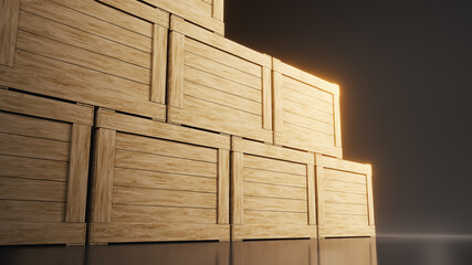 Crate of wood cargo