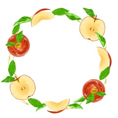 いろんな形のりんごの丸いフレーム