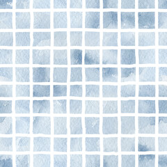 Watercolor seamless pattern cage with snow deep blue and grey color for textile fabric, wrapping paper, wedding invintation, wallpaper decor. - 397177727