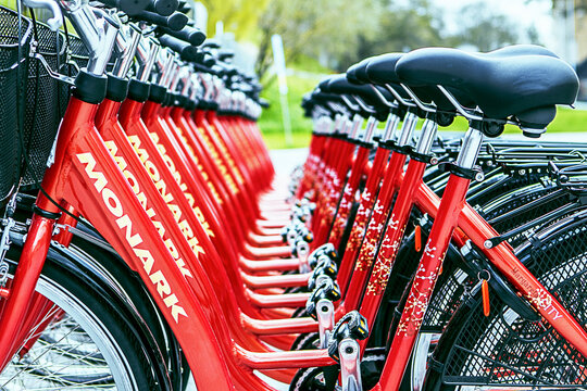 Monark bikes in a row. Monark is a Swedish brand and has a long tradition of manufacturing bikes.