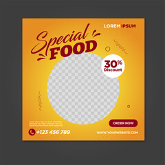 Restaurant food social media banner post design template	
