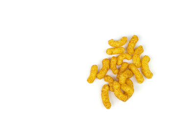 Delicious unhealthy peanut flips on white background, copy space