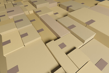 Cardboard boxes, logistics and delivery concept. 3D Rendering