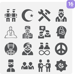Simple set of brotherhood related filled icons.
