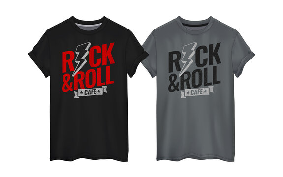 Rock and roll typography Print on T-shirts,Vector illustration.