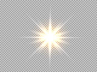 light effects on a transparent background. Shine gradient glitter, bright flare. Sun texture. Vector illustration.