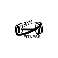 Gym and fitness logo template, dumbbell and barbel style icon