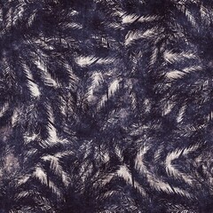 Tropical leaves. Dark purple and beige texture seamless pattern. High quality illustration. Silhouette of natural material arranged in a seamless pattern. Outlined sketch surface design.