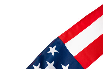 American flag as a background. Top view.