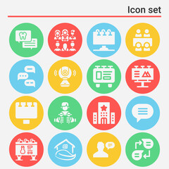 16 pack of rooms  filled web icons set