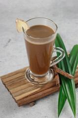 Bajigur. Javanese traditional hot drink of herbal coffee latte made from coconut milk, coffee,...