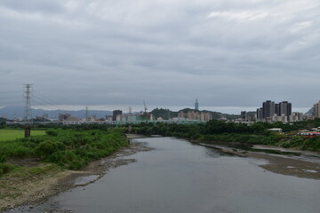 The view of Taipei City with clouds