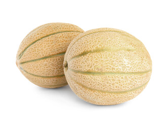Tasty fresh ripe melons isolated on white