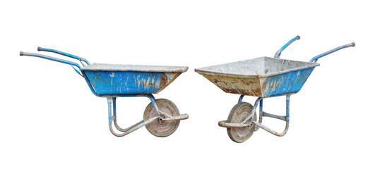 Old Trolley for Construction isolated on white background with clipping path included