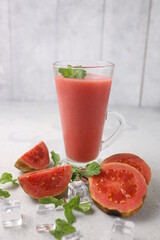 Jus jambu biji. Guava Juice in a glass