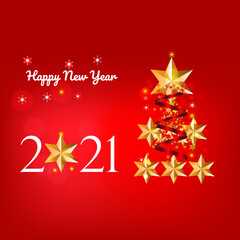 Obraz na płótnie Canvas Happy New Year , red Christmas card with stars