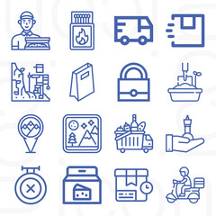16 pack of bringing  lineal web icons set