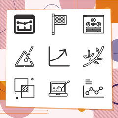 Simple set of 9 icons related to junction