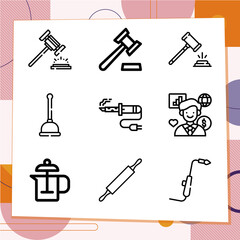 Simple set of 9 icons related to reliability