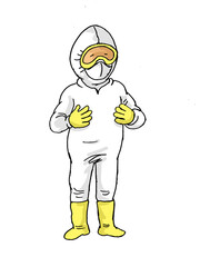 Chemical Protective Clothing, cartoon illustration 