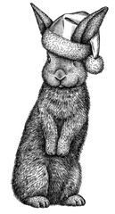 black and white engrave isolated rabbit illustration