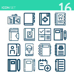 Simple set of 16 icons related to sarah