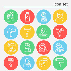 16 pack of mountain lion  lineal web icons set