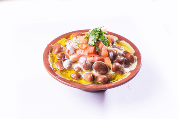 foul or ful Modammas Fava Beans Traditional Dish of Beans for all arab - White background 
